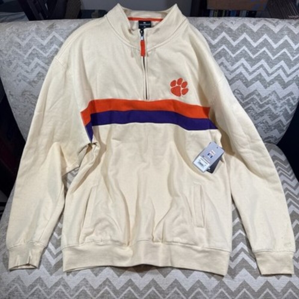 Colosseum Clemson Tigers Tan Purple Orange Pullover *NEW* Sweatshirt Mens XL NWT